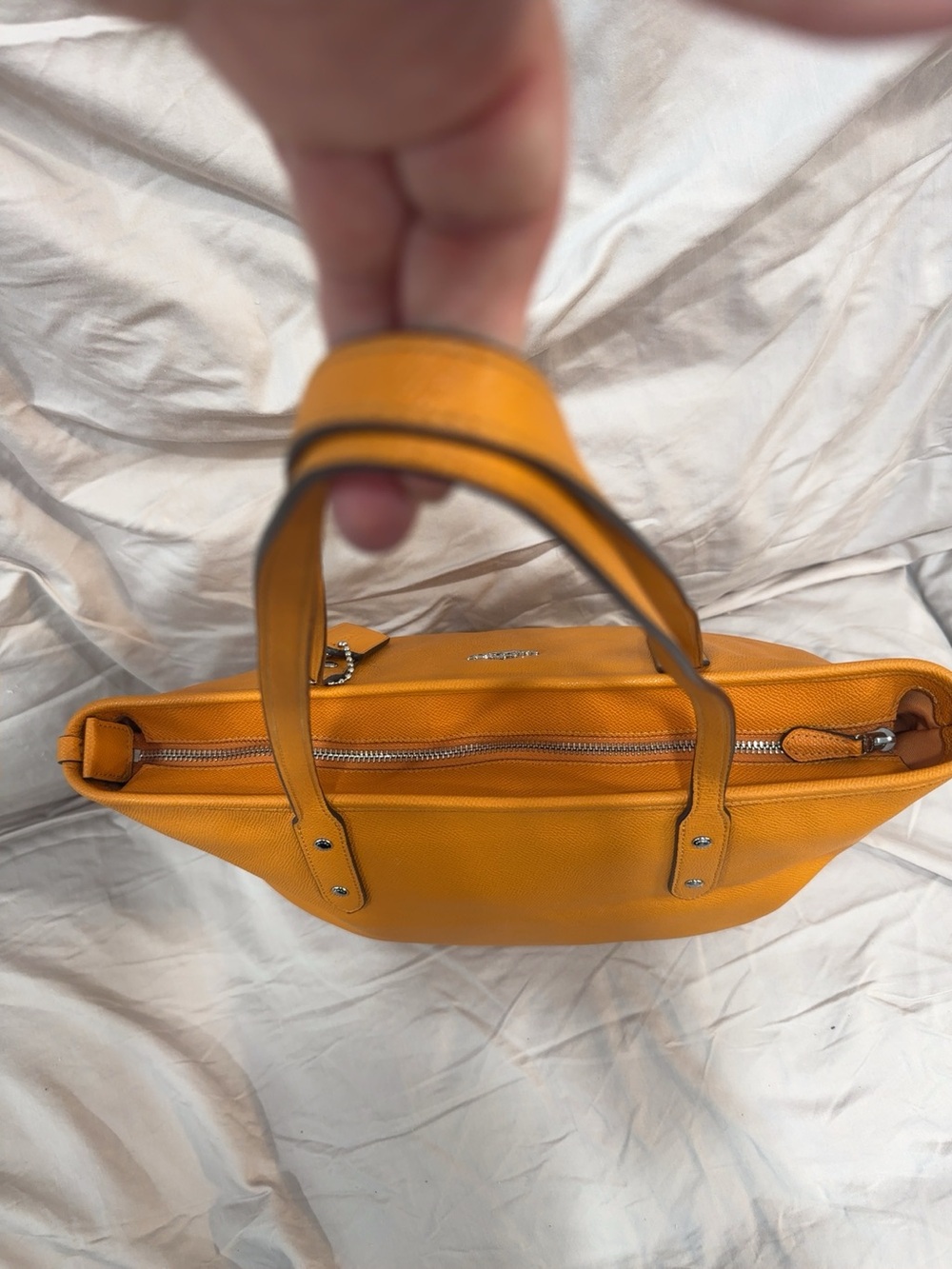 Coach Fall! Orange Pebble Leather Tote with Signature Tag - Picture 5 of 7